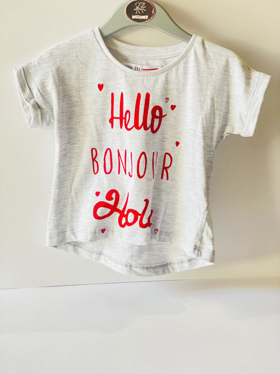 Picture of 2TTEE06- GREY COTTON SHORT SLEEVE HELLO BONJOUR T-SHIRT